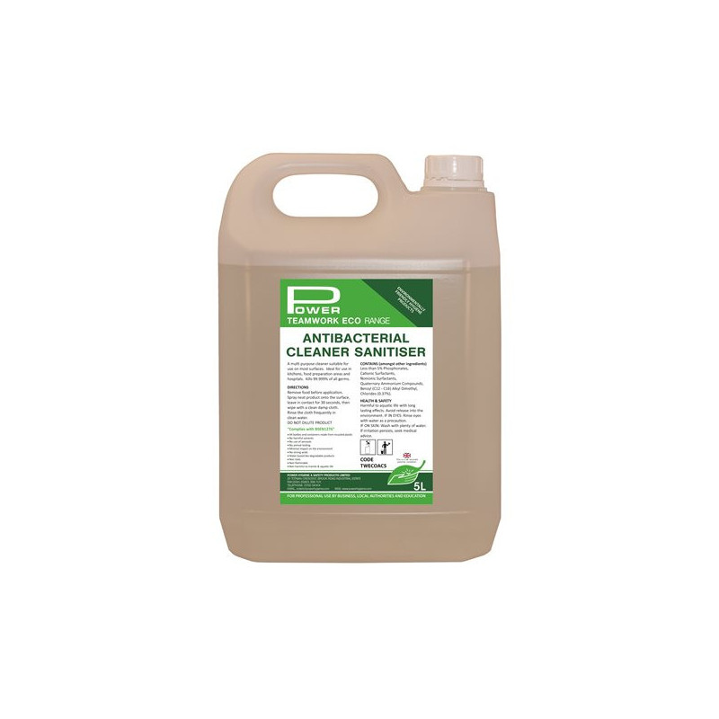 Teamwork Eco Antibacterial Cleaner Sanitiser- 5 Litre image 1 Teamwork Eco Antibacterial Cleaner Sanitiser- 5 Litre image 1