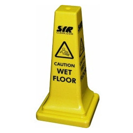 Floor Safety Cone Yellow 533mm (21 Inch) Message on all 4 Sides image 1