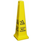 Tall Floor Safety Cone Yellow 914mm (36 Inch) Message on all 4 Sides image 1
