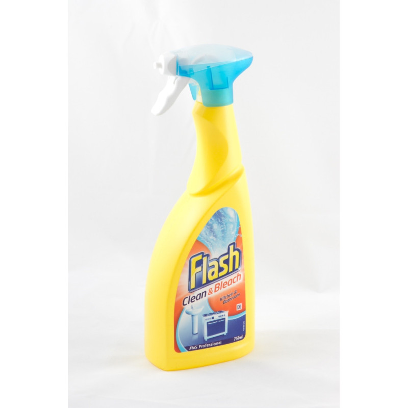 Flash Professional Clean & Bleach Kitchen & Bathroom Spray Cleaner 750ml Trigger Spray image 1 Flash Professional Clean & Bleach Kitchen & Bathroom Spray Cleaner 750ml Trigger Spray image 1